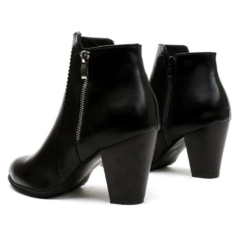 Bottines talon large zip femme