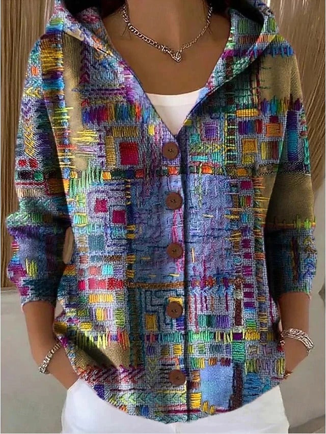Sandrine - Cardigan Oversize Imprimé Artistique