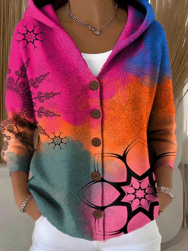 Sandrine - Cardigan Oversize Imprimé Artistique