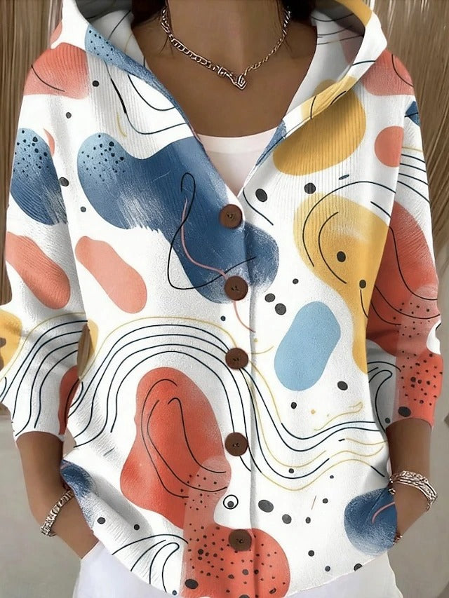 Sandrine - Cardigan Oversize Imprimé Artistique