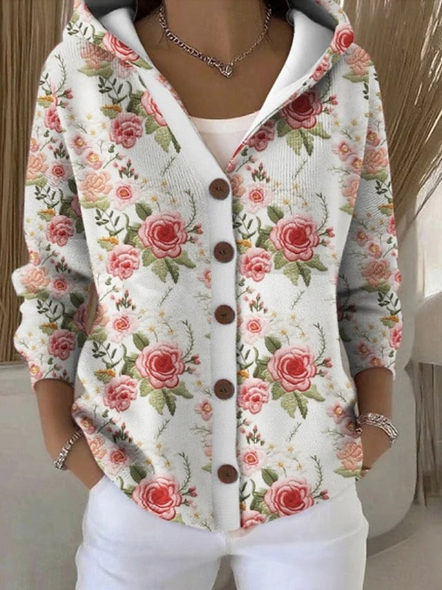 Sandrine - Cardigan Oversize Imprimé Artistique