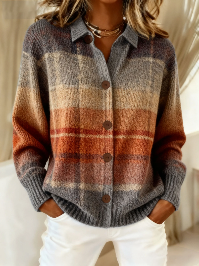 Marine - Cardigan Maille Carreaux