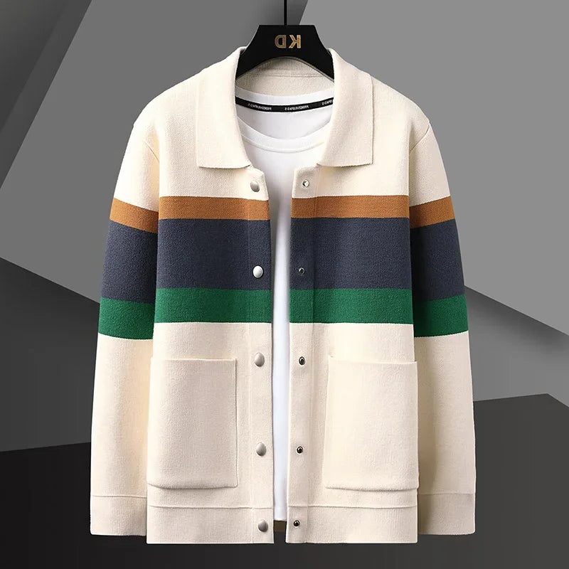 Jérôme - Cardigan Boutonné Poches Colorblock
