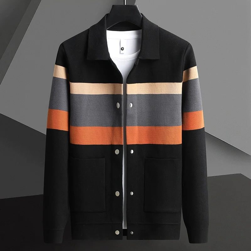 Jérôme - Cardigan Boutonné Poches Colorblock