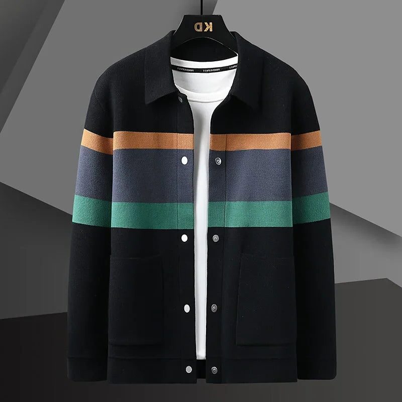 Jérôme - Cardigan Boutonné Poches Colorblock