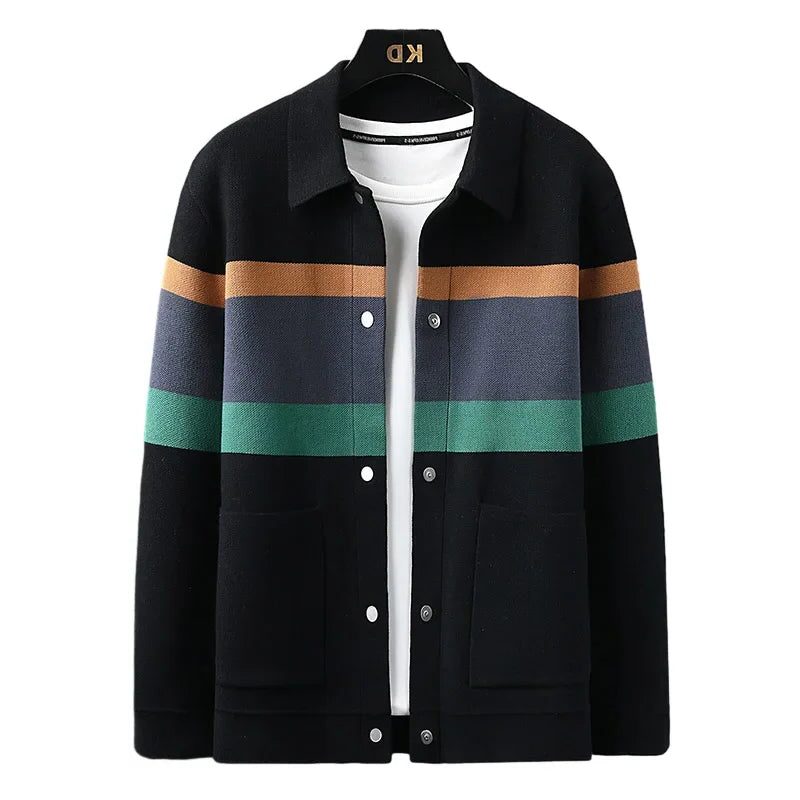 Jérôme - Cardigan Boutonné Poches Colorblock