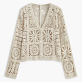 Cardigan boutonné motif crochet femme
