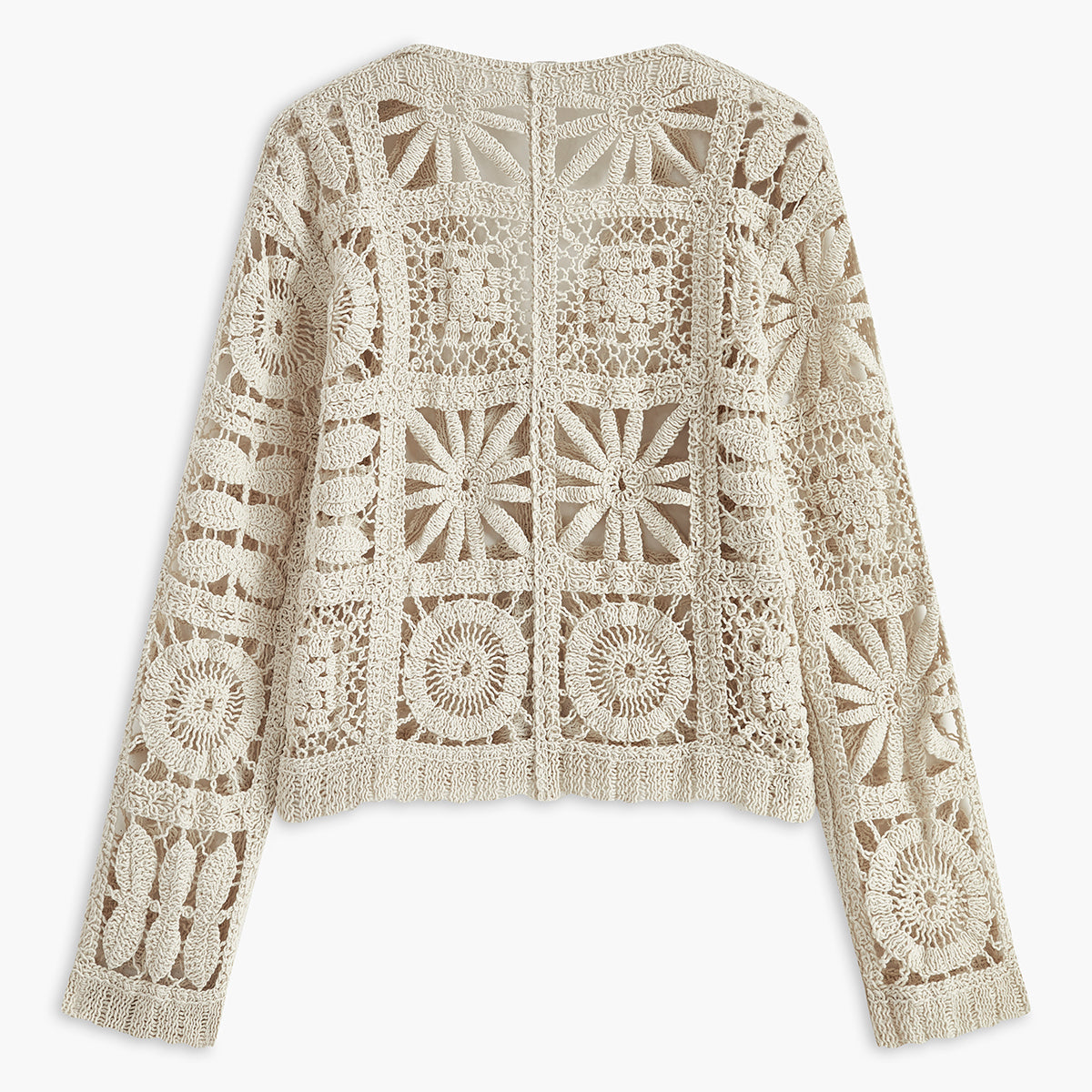 Cardigan boutonné motif crochet femme