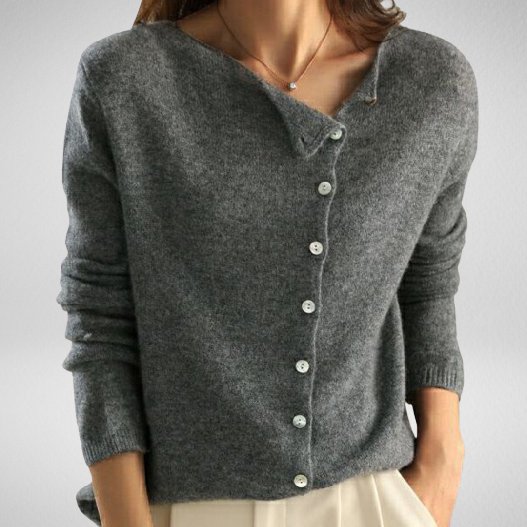 Gaëtane - Cardigan Boutons Col Asymétrique