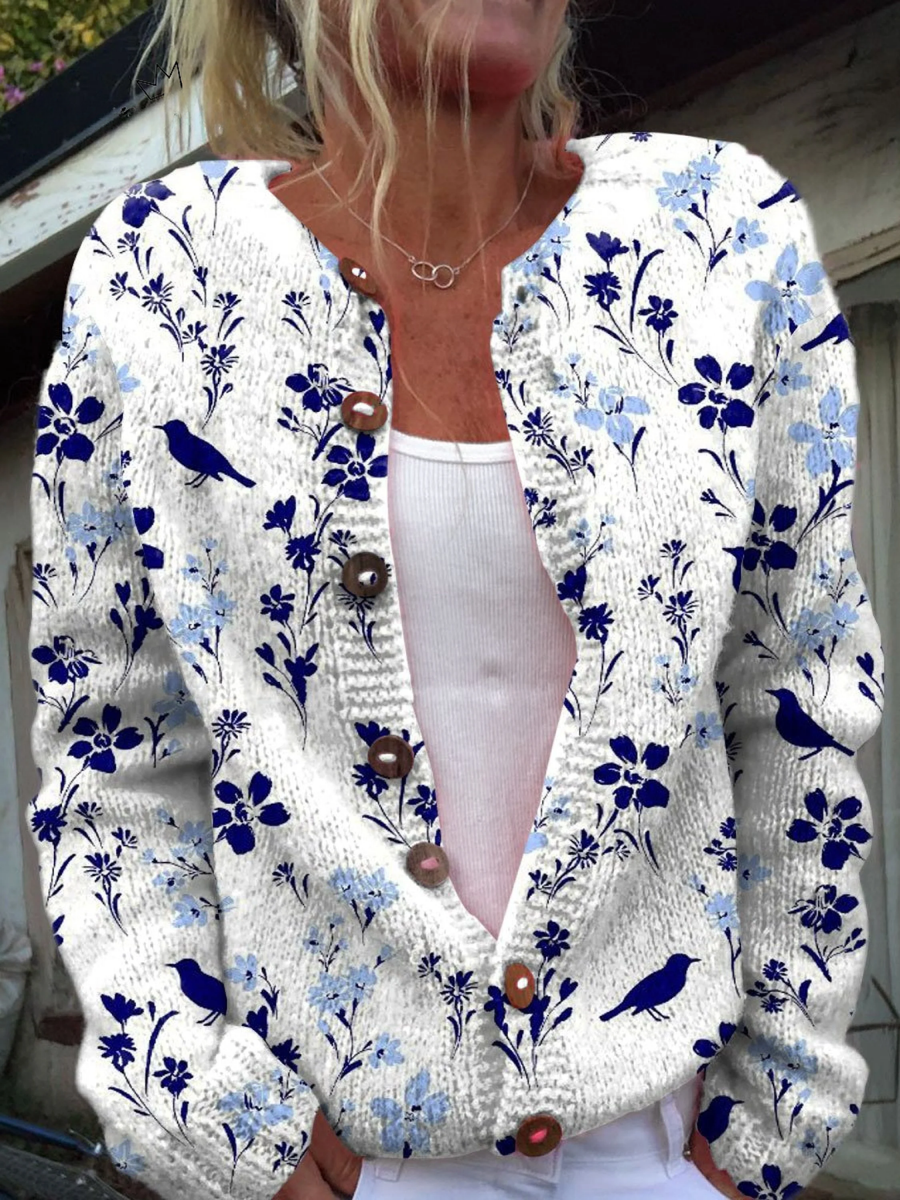 Élodie - Cardigan Maille Fleuri