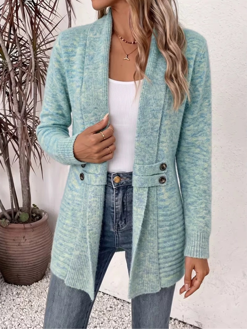 Adeline - Cardigan Long Maille Boutons