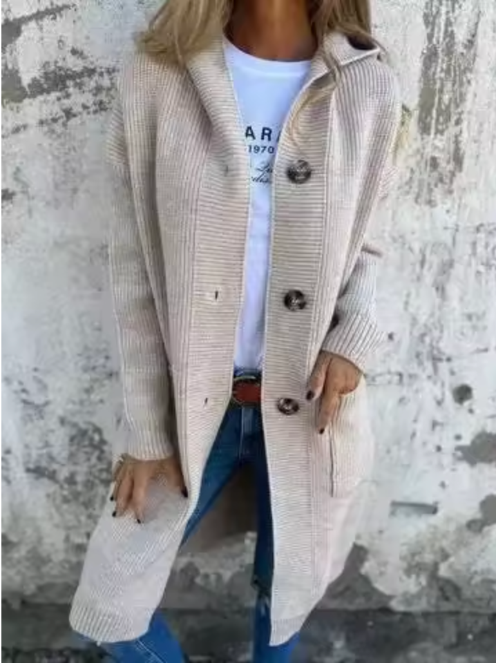 Cardigan long femme maille souple coupe fluide