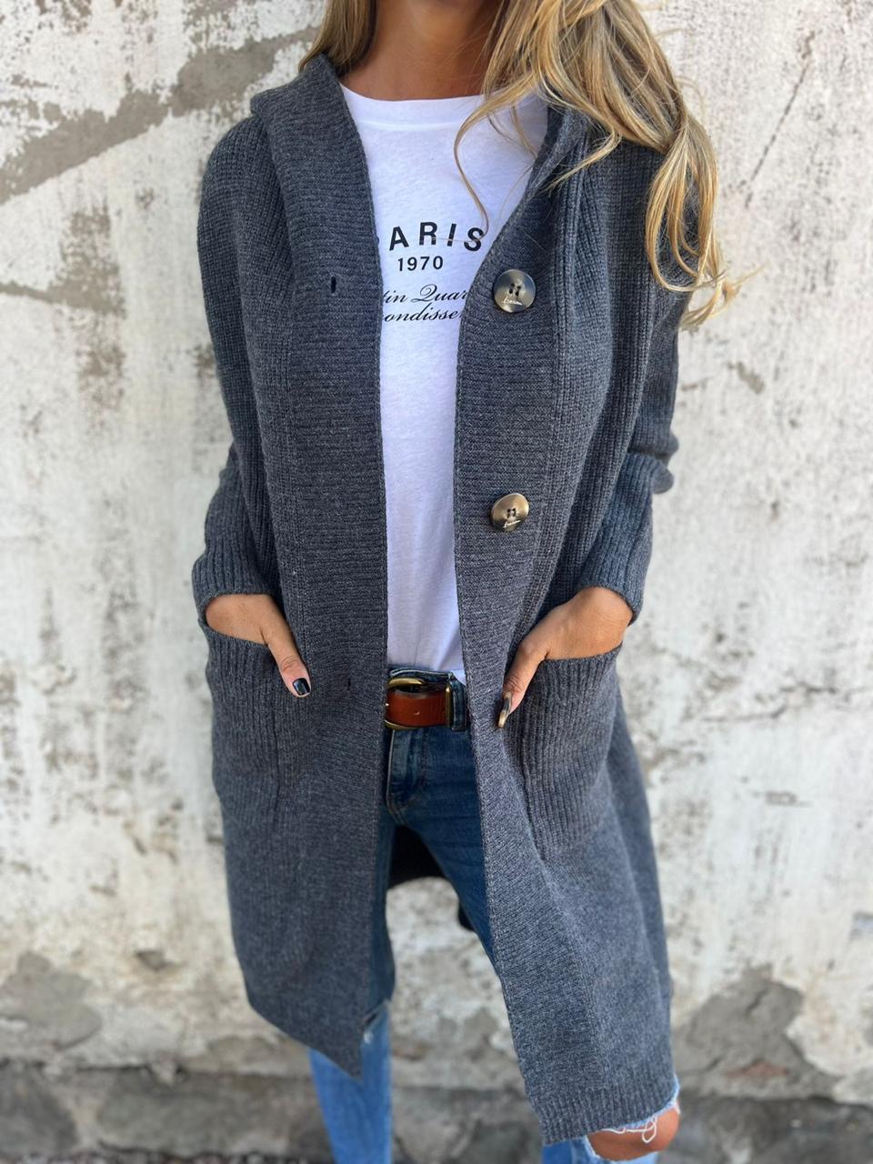 Cardigan long femme maille souple coupe fluide - Gris
