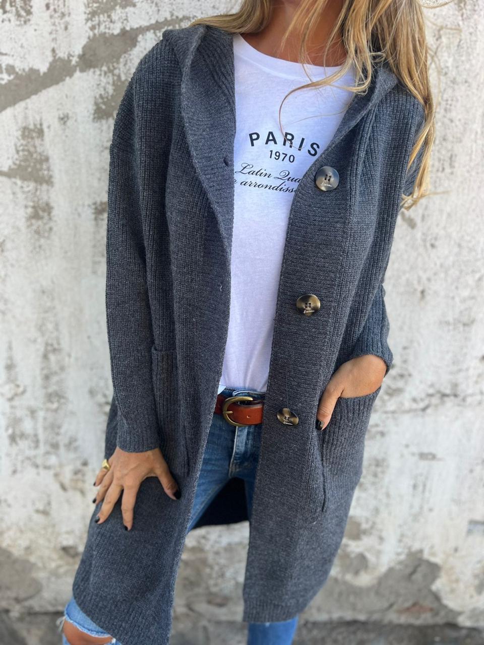 Cardigan long femme maille souple coupe fluide