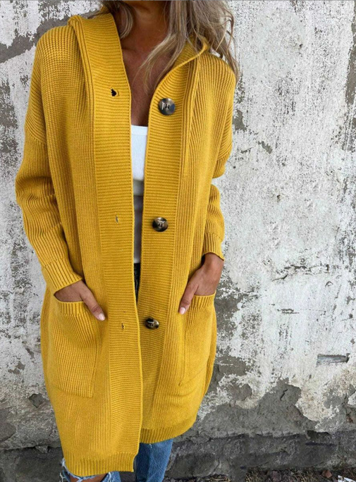 Cardigan long femme maille souple coupe fluide - Jaune
