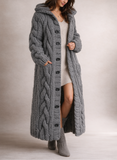 Cardigan long oversize femme maille torsadée - Gris Foncé