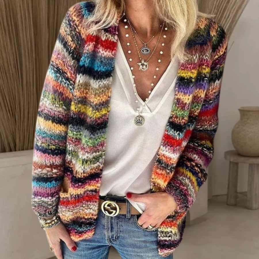 Suzanne - Cardigan Oversize Maille Multicolore