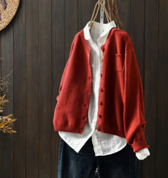 Cardigan oversize femme gilet long à poches en maille