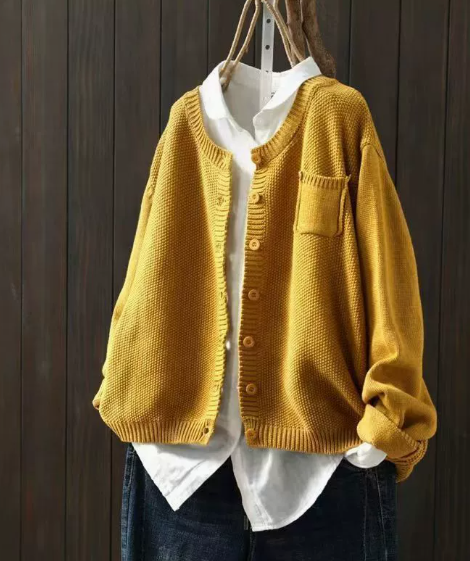 Cardigan oversize femme gilet long à poches en maille