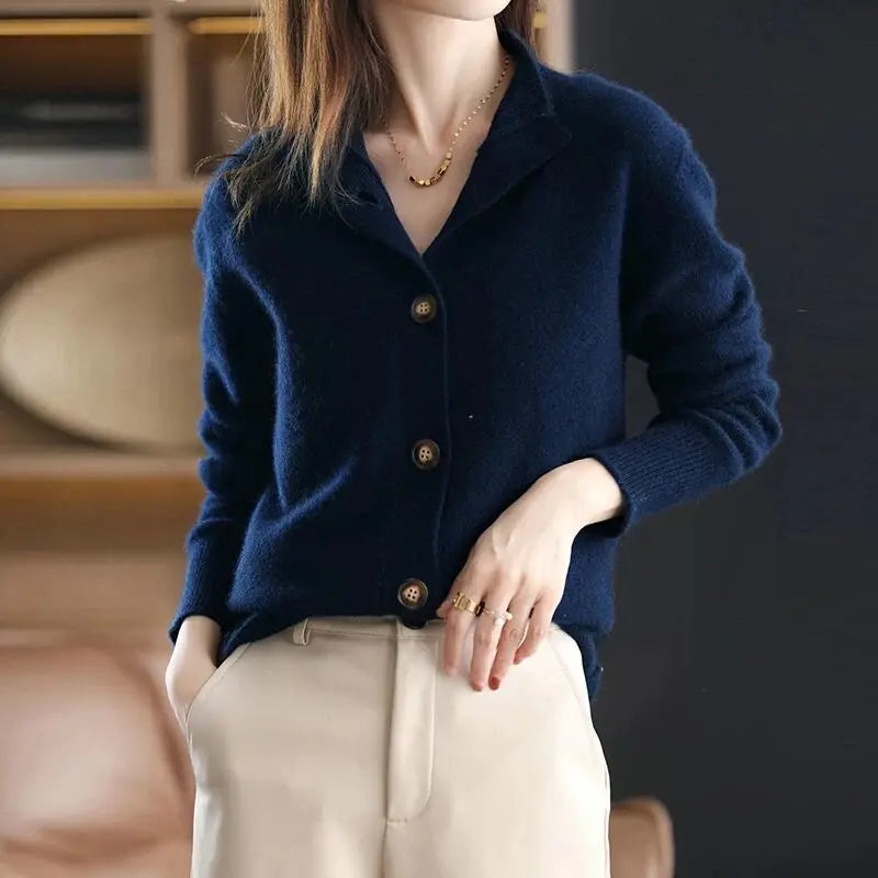 Cardigan oversize femme en maille douce - Bleu