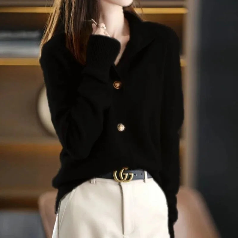 Cardigan oversize femme en maille douce - Noir