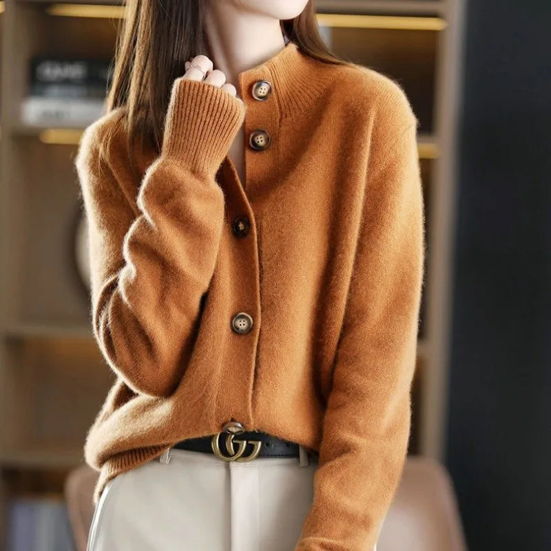 Cardigan oversize femme en maille douce - Marron