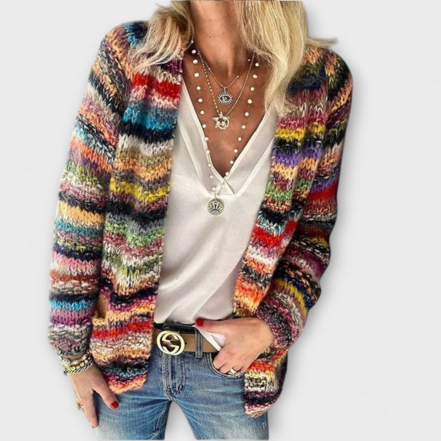 Zoé - Cardigan Ouvert Maille Rayée