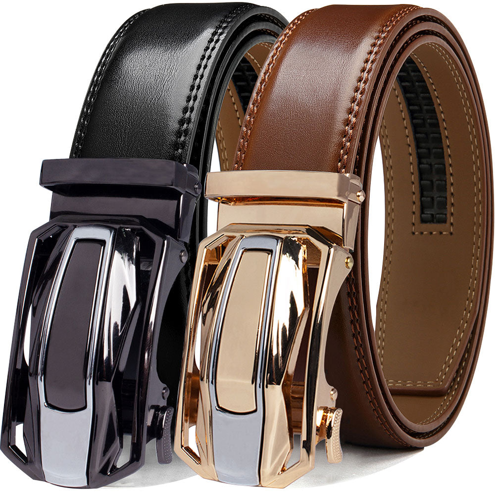 Ceinture en cuir véritable avec boucle automatique - Set of 2