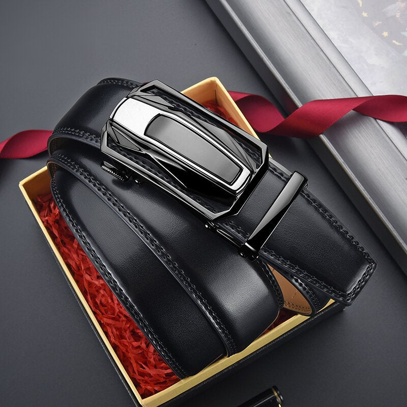 Ceinture en cuir véritable avec boucle automatique