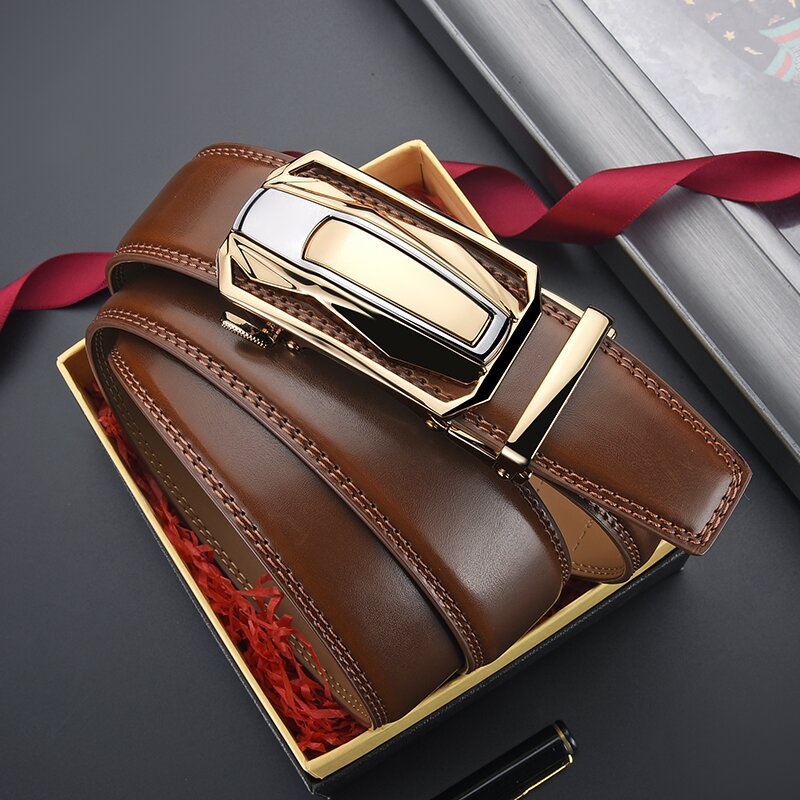Ceinture en cuir véritable avec boucle automatique