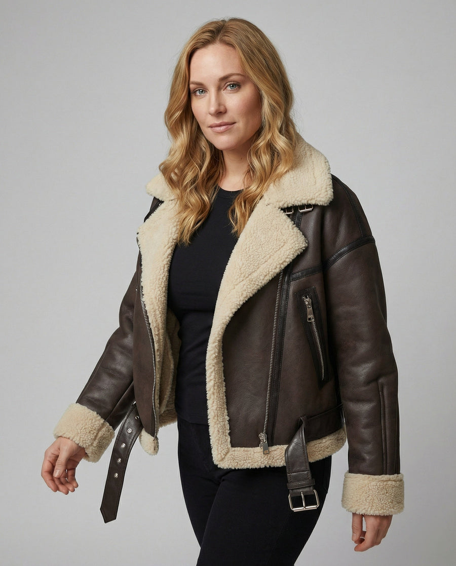 Charlène - Blouson Aviateur Similicuir Teddy
