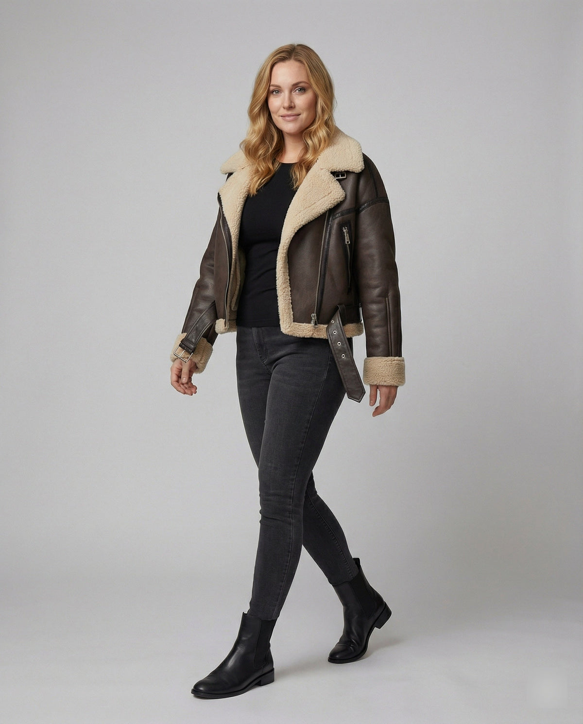 Charlène - Blouson Aviateur Similicuir Teddy