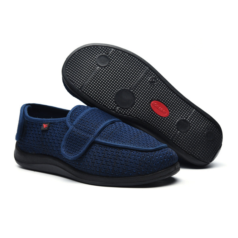 Chausson femme pieds larges à scratch en maille