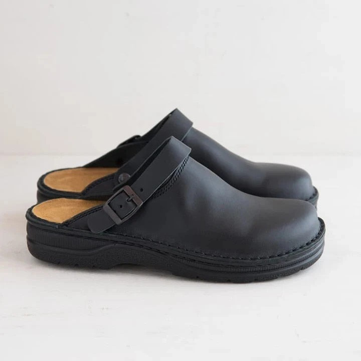 Chaussons orthopédiques homme en cuir confort - Noir