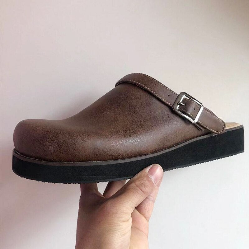 Chaussons orthopédiques homme en cuir confort