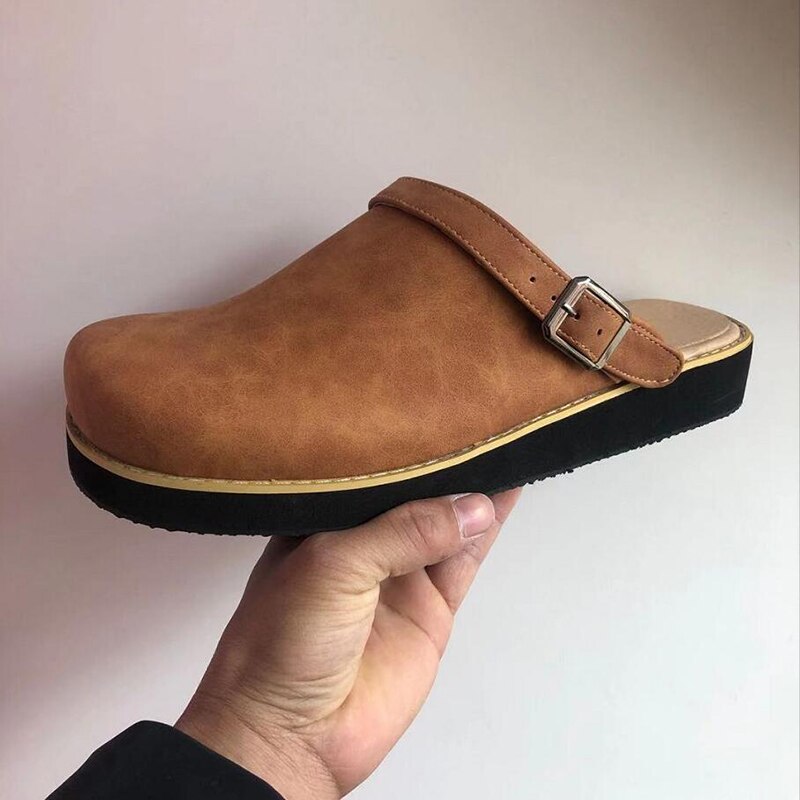 Chaussons orthopédiques homme en cuir confort