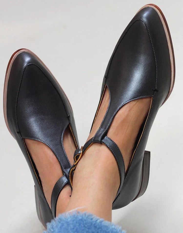 Chaussures Bride T Bout Pointu Femme - Noir
