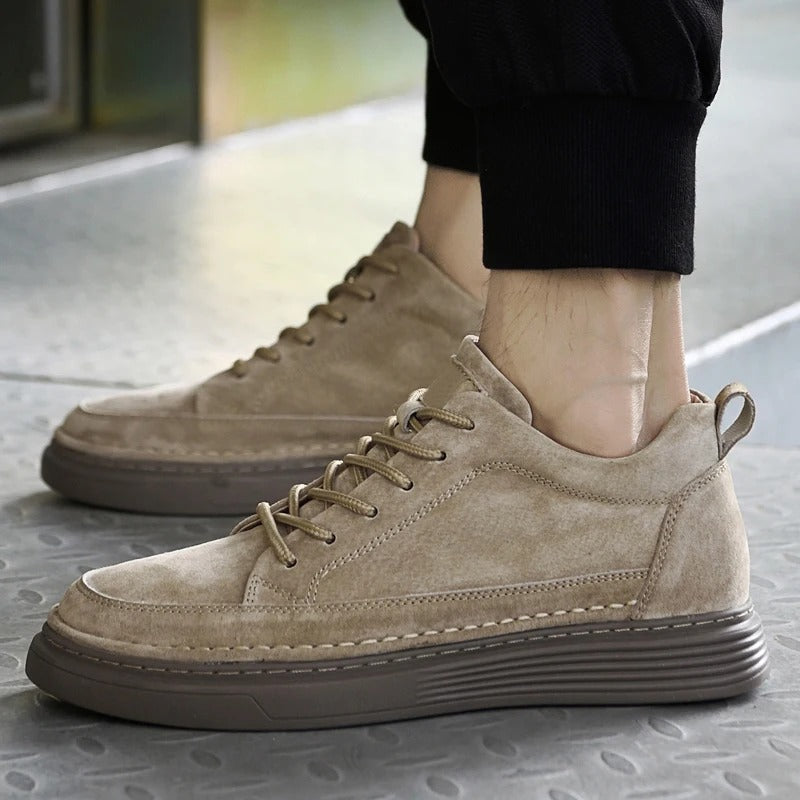 Chaussures en cuir véritable homme avec semelle en caoutchouc