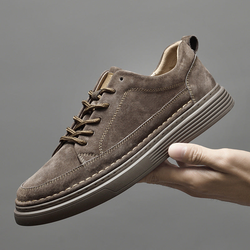 Chaussures en cuir véritable homme avec semelle en caoutchouc - Marron