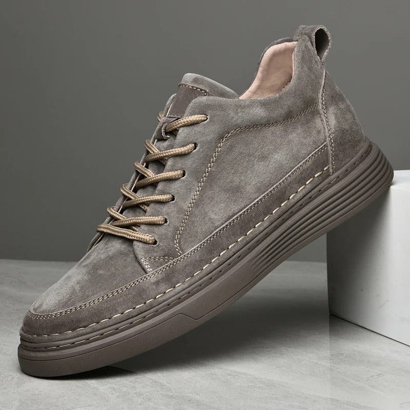 Chaussures en cuir véritable homme avec semelle en caoutchouc