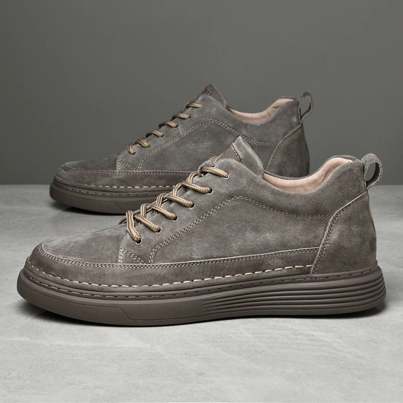 Chaussures en cuir véritable homme avec semelle en caoutchouc