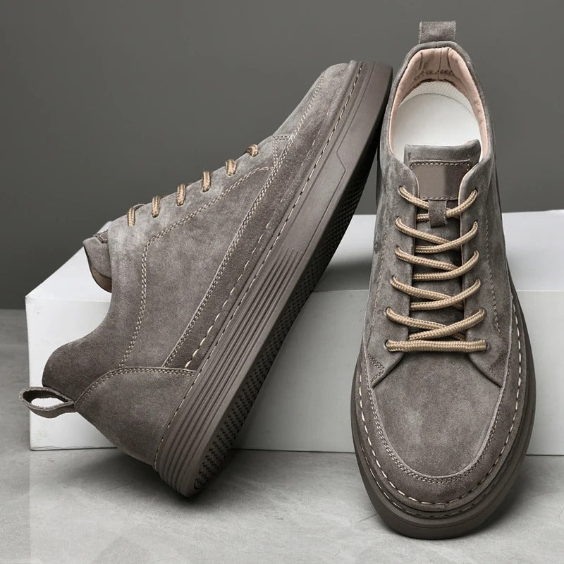 Chaussures en cuir véritable homme avec semelle en caoutchouc