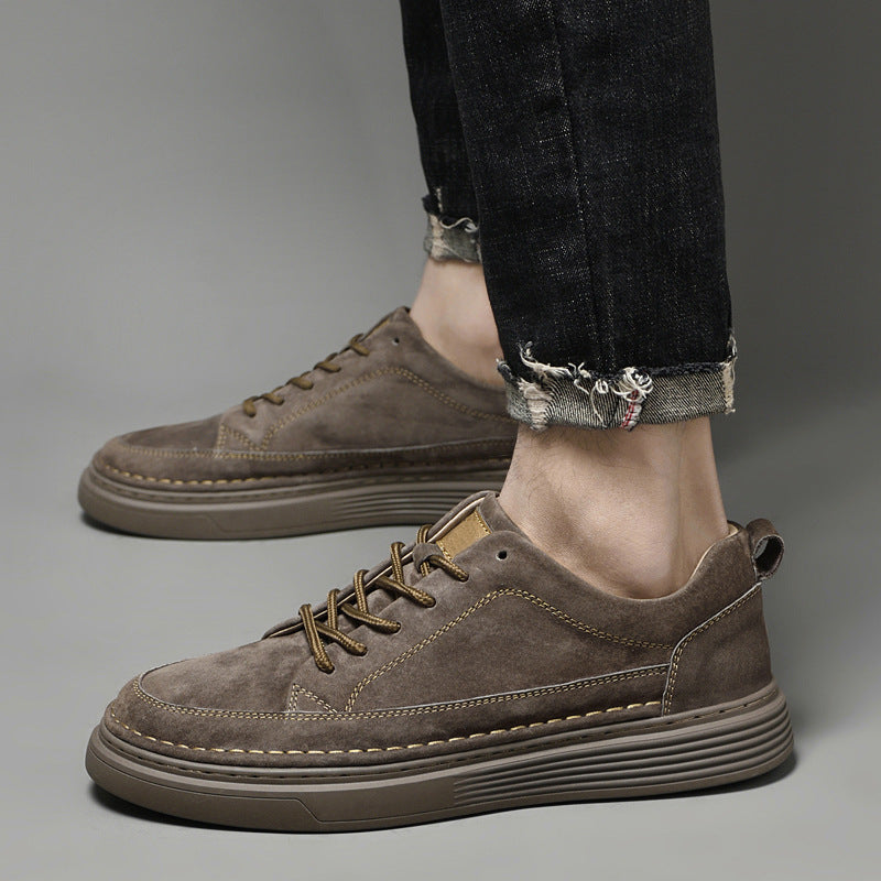 Chaussures en cuir véritable homme avec semelle en caoutchouc