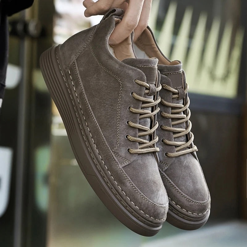 Chaussures en cuir véritable homme avec semelle en caoutchouc