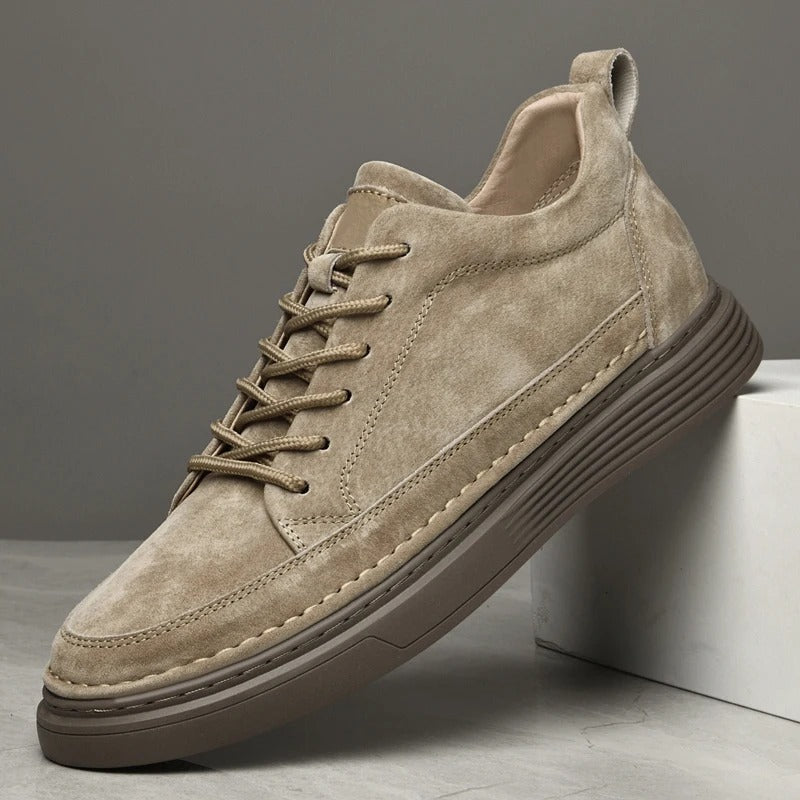 Chaussures en cuir véritable homme avec semelle en caoutchouc
