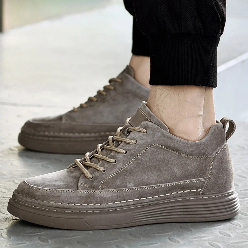 Chaussures en cuir véritable homme avec semelle en caoutchouc