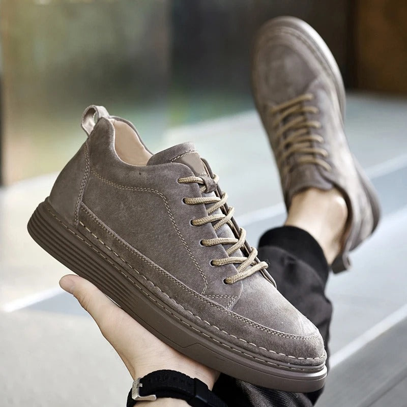Chaussures en cuir véritable homme avec semelle en caoutchouc