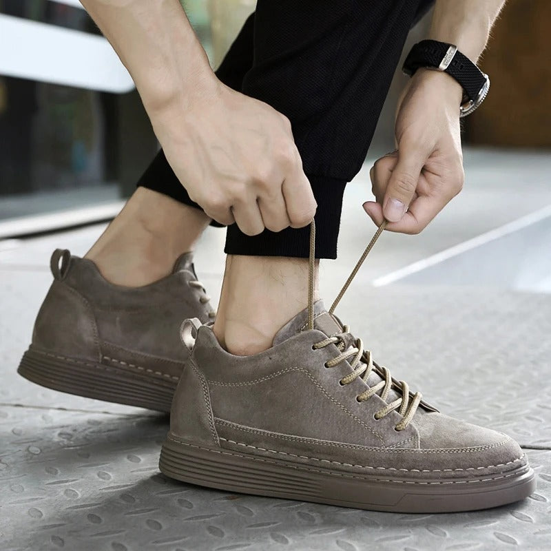 Chaussures en cuir véritable homme avec semelle en caoutchouc