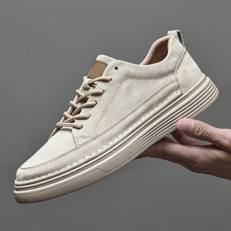 Chaussures en cuir véritable homme avec semelle en caoutchouc - Blanc