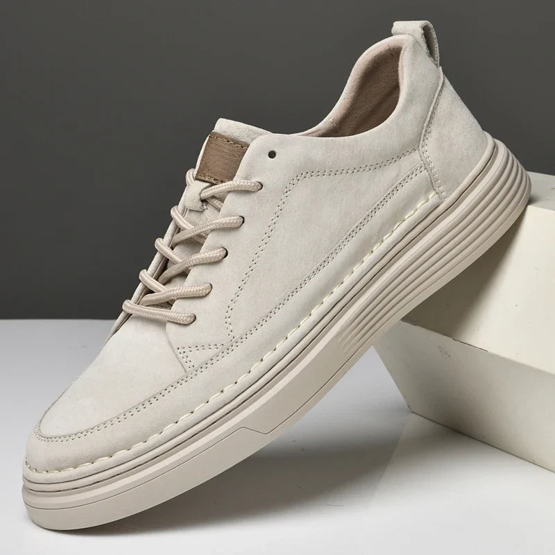 Chaussures en cuir véritable homme avec semelle en caoutchouc